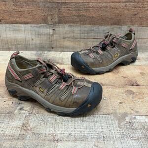 KEEN Shoes Womens Size 8.5 39 Brown Leather ESD Hiking Trail steel toe Sneaker